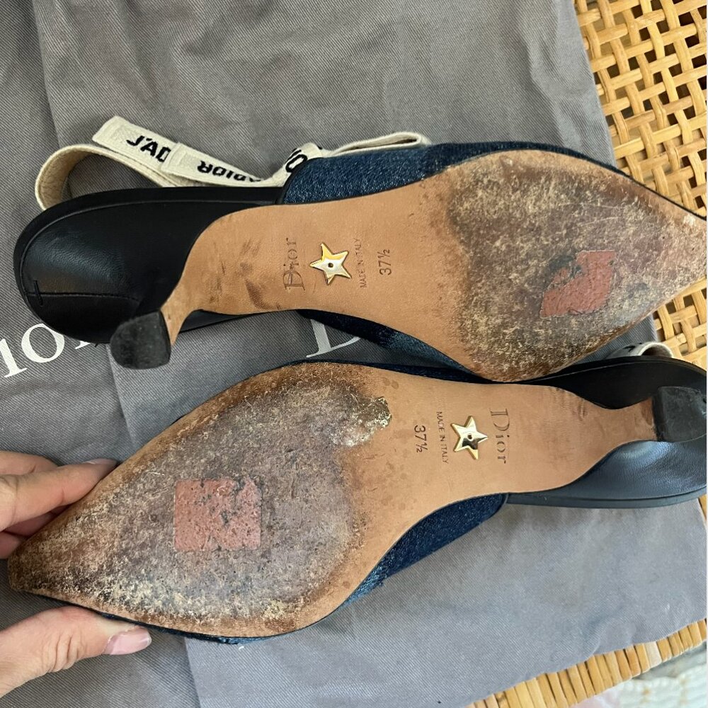 Christian Dior Patchwork Denim J'Adoir Slingback Pumps. - Picture 7 of 8